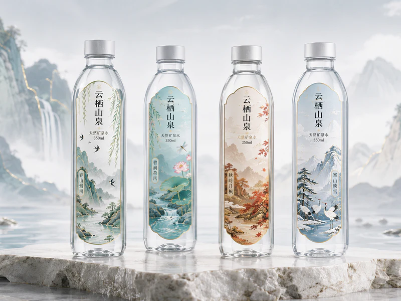 东方山水矿泉水系列瓶身包装设计